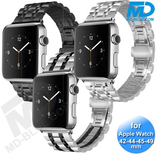 Apple Watch - Bandje - RVS -Smart Watch Bandje - voor Apple watch 42-44-45 49mm - Zwart