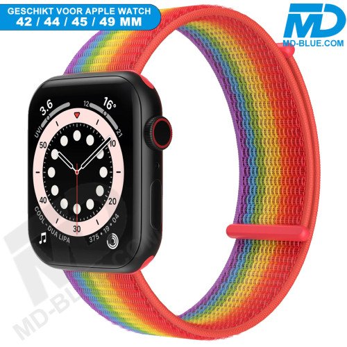 MDblue - Bandje geschikt voor Apple watch 42-44-45-49 MM - Rainbow