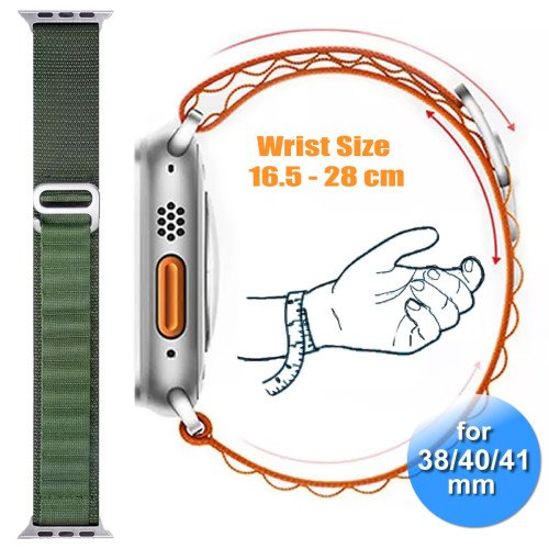 Apple Watch - Bandje - Nylon- Smart Watch Bandje - voor Apple watch 42-44-45-49 mm - Army Green