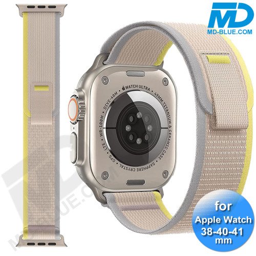 Bandje voor Apple Watch 38/40/41 mm -  Klittenbandsluiting - Creme Geel