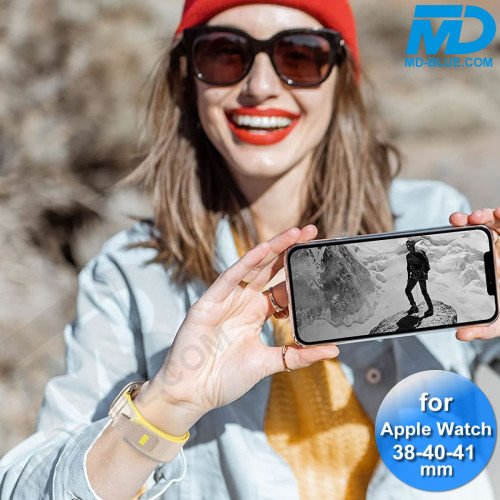 Bandje voor Apple Watch 38/40/41 mm -  Klittenbandsluiting - Creme Geel