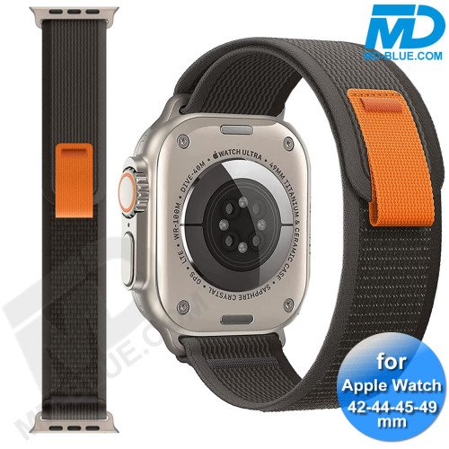 Bandje voor Apple Watch 42/44/45/49 mm -  Klittenbandsluiting - Zwart Grijs