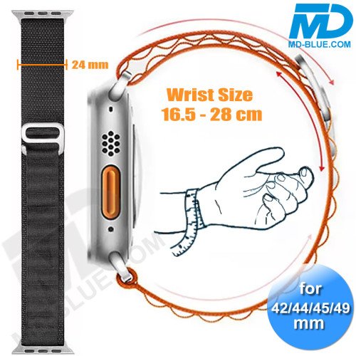 Apple Watch Bandje - Nylon - Smart Watch Bandje - voor Apple watch 42/44/45/49MM - Zwart