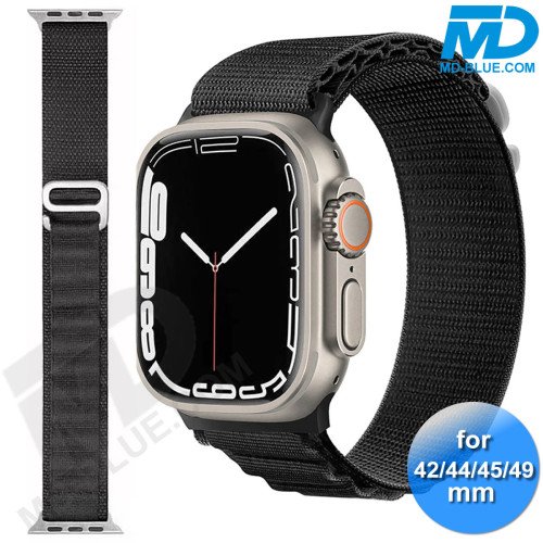 Apple Watch Bandje - Nylon - Smart Watch Bandje - voor Apple watch 42/44/45/49MM - Zwart