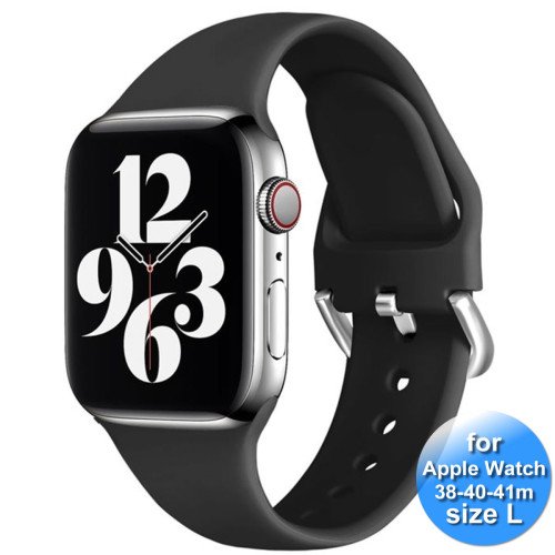 Apple Watch Bandje - Siliconen - SmartWatch Bandje - voor Apple watch 38/40/41MM - (M / L) Lengte 17 t/m 22cm - Zwart