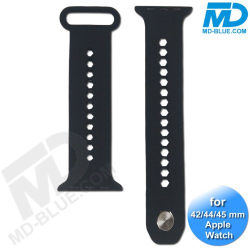 Apple Watch Bandje - Siliconen - Smart Watch Bandje - Verstelbaar - Voor Apple Watch 42 mm 44mm en 45 mm -Zwart