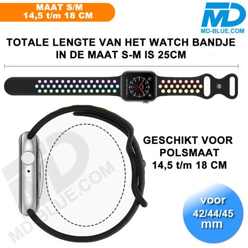 Apple Watch - Bandje - Siliconen - Smart Watch Bandje - voor Apple watch 42-44-45-49 MM - Zwart Grijs