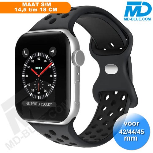 Apple Watch - Bandje - Siliconen - Smart Watch Bandje - voor Apple watch 42-44-45-49 MM - Zwart