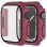 Apple Watch Screenprotector - Case - Hoesje - Apple Watch Series 7 - Apple Watch Series 8 - 41 mm - 9H Gehard Glas - Bordeaux Rood
