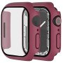 Apple Watch Screenprotector - Case - Hoesje - Apple Watch Series  6, 5, 4 en SE 44 mm - 9H Gehard Glas - Bordeaux Rood