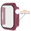 Apple Watch Screenprotector - Case - Hoesje - Apple Watch Series  6, 5, 4 en SE 44 mm - 9H Gehard Glas - Bordeaux Rood