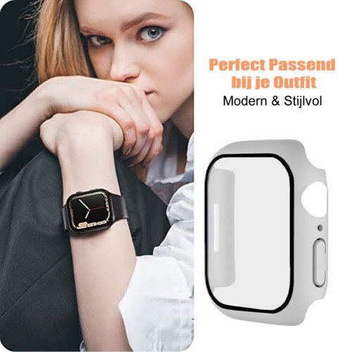 Screenprotector - Case - Hoesje - 9H Gehard Glas - Apple Watch 6, 5, 4 en SE 40 mm - Grijs