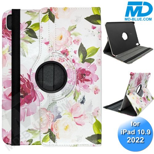 Tablet Case / Hoes Bloemen voor iPad 10.9 2022 - 360° Draaibaar Wit