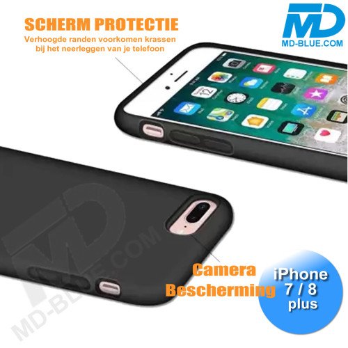 iPhone 7/8 Plus - Telefoonhoesje - Achterkantje - Siliconen - Zwart iPhone 7/8 Plus - Telefoonhoesje - Achterkantje - Siliconen - Zwart