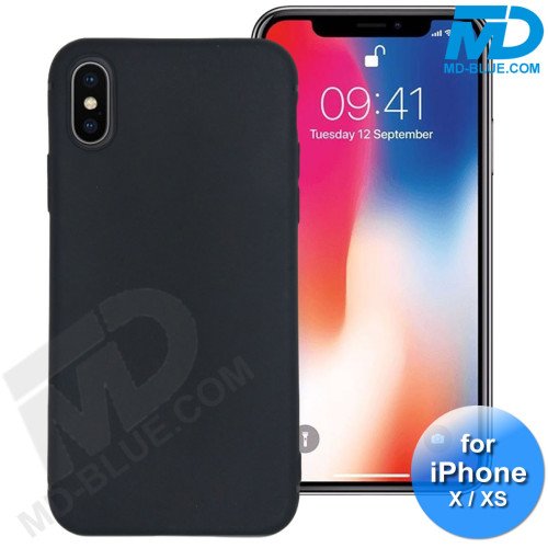 iPhone X / Xs - Telefoonhoesje - Achterkantje - Siliconen - Zwart