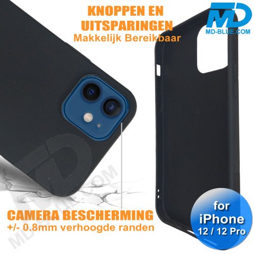 iPhone 12 en iPhone 12 Pro - Telefoonhoesje - Achterkantje - Siliconen - Zwart iPhone 12 en iPhone 12 Pro - Telefoonhoesje - Achterkantje - Siliconen - Zwart