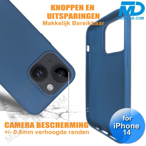 iPhone 14  Telefoon Hoesje - Siliconen - Achterkantje - Donker Blauw