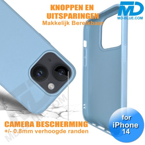 iPhone 14  Telefoon Hoesje - Siliconen - Achterkantje - Grijs Blauw