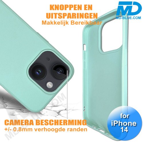 iPhone 14  Telefoon Hoesje - Siliconen - Achterkantje - Mint Groen