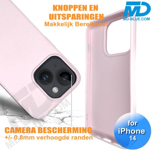 iPhone 14  Telefoon Hoesje - Siliconen - Achterkantje - Roze