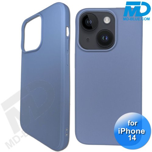 iPhone 14  Telefoon Hoesje - Siliconen - Achterkantje - Metaal Blauw