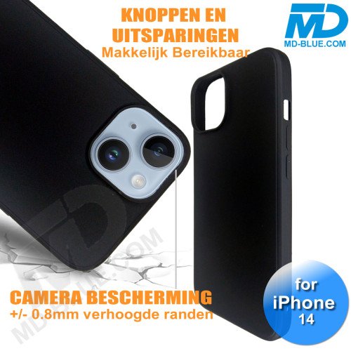 iPhone 14  Telefoon Hoesje - Siliconen - Achterkantje - Zwart