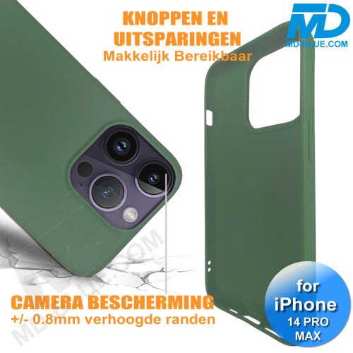 iPhone 14 Pro Max Telefoonhoesje - Siliconen - Achterkantje - Donker Groen iPhone 14 Pro Max Telefoonhoesje - Siliconen - Achterkantje - Donker Groen