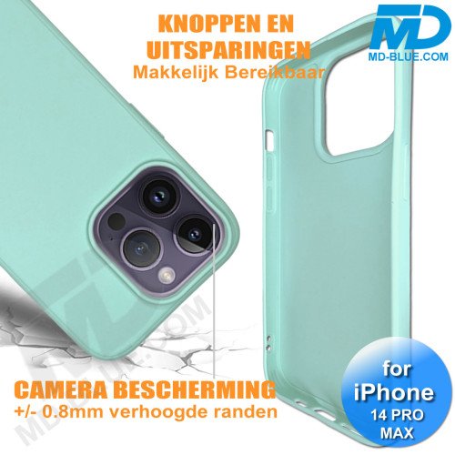 iPhone 14 Pro Max Telefoonhoesje - Siliconen - Achterkantje - Mint Groen iPhone 14 Pro Max Telefoonhoesje - Siliconen - Achterkantje - Mint Groen