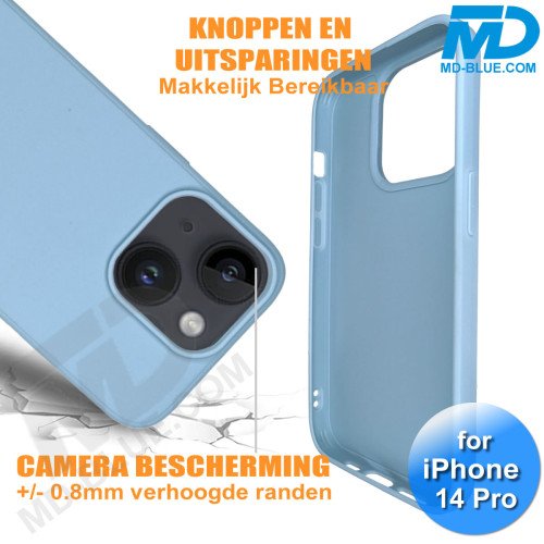 iPhone 14 Pro - Telefoon Hoesje - Siliconen - Achterkantje - Grijs Blauw iPhone 14 Pro - Telefoon Hoesje - Siliconen - Achterkantje - Grijs Blauw