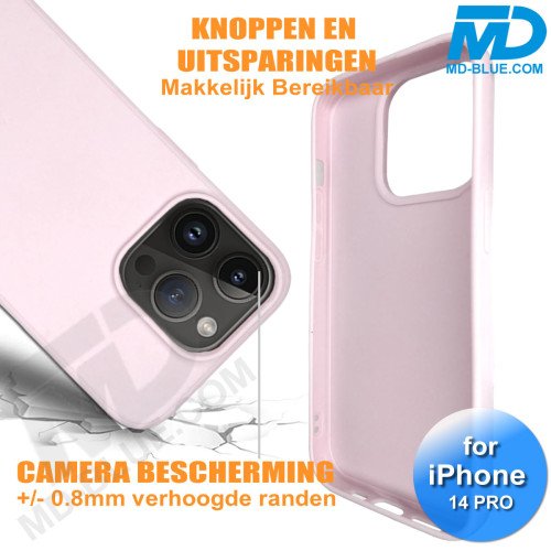 iPhone 14 Pro- Telefoonhoesje - Siliconen - Achterkantje - Roze iPhone 14 Pro- Telefoonhoesje - Siliconen - Achterkantje - Roze