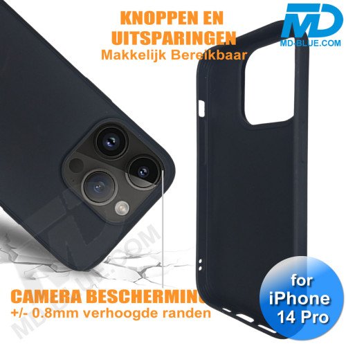 iPhone 14 Pro- Telefoonhoesje - Siliconen - Achterkantje - Zwart