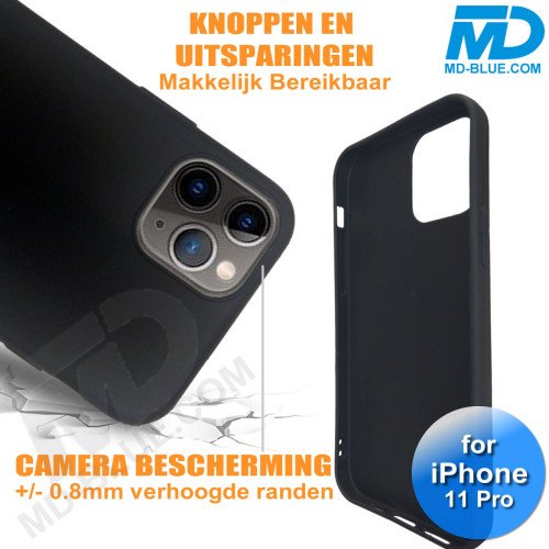 iPhone 11 Pro - Telefoonhoesje - Achterkantje - Siliconen - Zwart iPhone 11 Pro - Telefoonhoesje - Achterkantje - Siliconen - Zwart