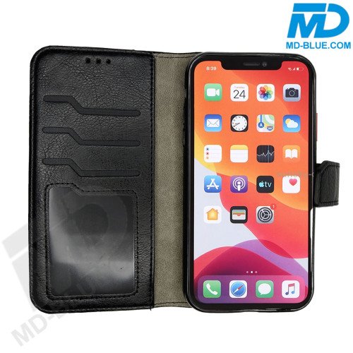 MDBlue - iPhone 7/8/SE  - Telefoonhoesje - Bookcase Luxe - Zwart 