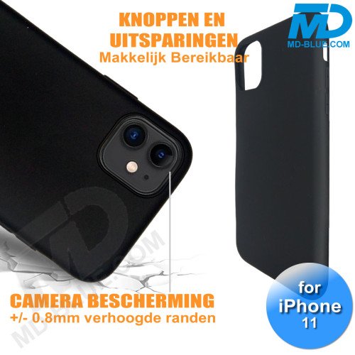 iPhone 11 - Telefoonhoesje - Achterkantje - Siliconen - Zwart