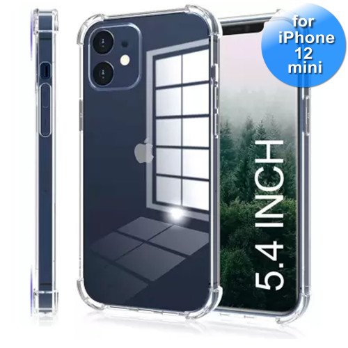 iPhone 12 Mini - Telefoonhoesje - Achterkantje - Siliconen - Antishock - Transparant iPhone 12 Mini - Telefoonhoesje - Achterkantje - Siliconen - Antishock - Transparant