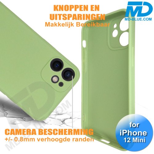 iPhone 12 Mini - Telefoon Hoesje - Siliconen - Achterkantje - Mos Groen iPhone 12 Mini - Telefoon Hoesje - Siliconen - Achterkantje - Mos Groen