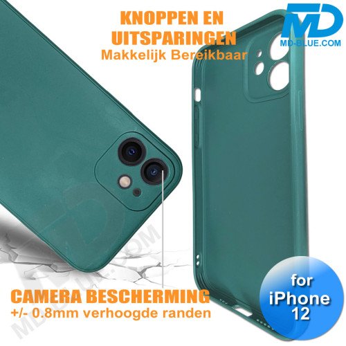 iPhone 12 - Telefoon Hoesje - Siliconen - Achterkantje - Leger Groen iPhone 12 - Telefoon Hoesje - Siliconen - Achterkantje - Leger Groen