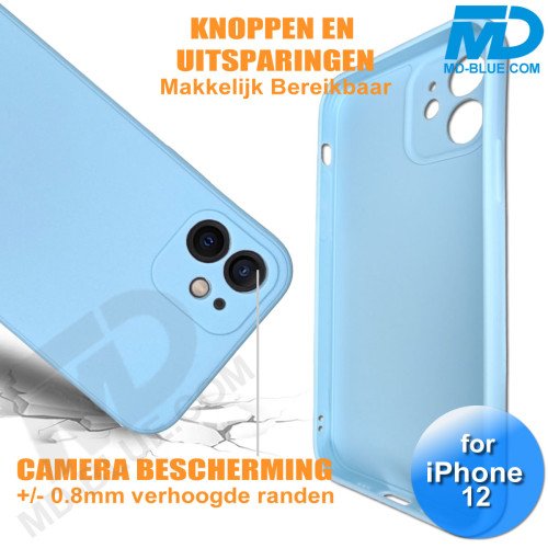 iPhone 12 - Telefoon Hoesje - Siliconen - Achterkantje - Licht Blauw iPhone 12 - Telefoon Hoesje - Siliconen - Achterkantje - Licht Blauw