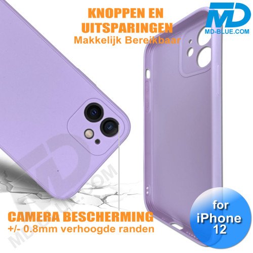 iPhone 12 - Telefoon Hoesje - Siliconen - Achterkantje - Lila Paars iPhone 12 - Telefoon Hoesje - Siliconen - Achterkantje - Lila Paars