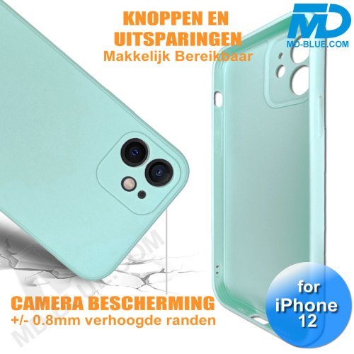 iPhone 12 - Telefoon Hoesje - Siliconen - Achterkantje - Mint Groen iPhone 12 - Telefoon Hoesje - Siliconen - Achterkantje - Mint Groen