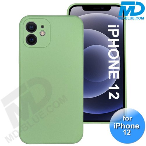 iPhone 12 - Telefoon Hoesje - Siliconen - Achterkantje - Mos Groen