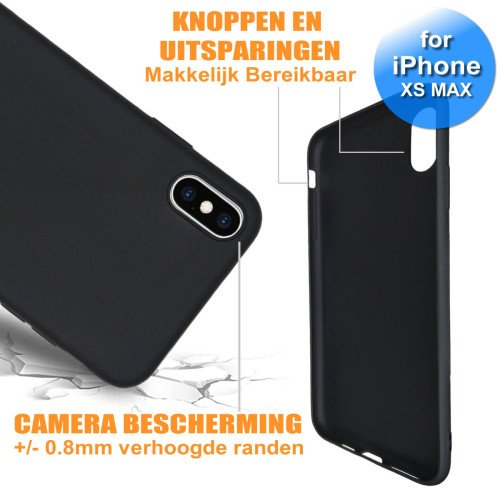 iPhone Xs Max - Telefoonhoesje - Achterkantje - Siliconen - Zwart iPhone Xs Max - Telefoonhoesje - Achterkantje - Siliconen - Zwart