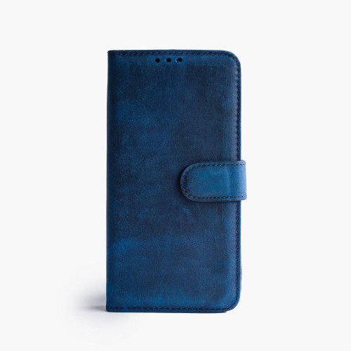 iPhone 11 Pro Max telefoonhoesje - Echt Leer - Book Case - Hoesje met Kaarthouder - Blauw