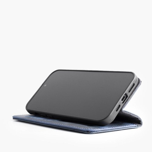 iPhone 11 Pro Max telefoonhoesje - Echt Leer - Book Case - Hoesje met Kaarthouder - Blauw