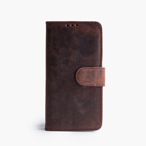 Samsung S20 Ultra telefoonhoesje - Echt Leer - Book Case - Hoesje met Kaarthouder - Donkerbruin