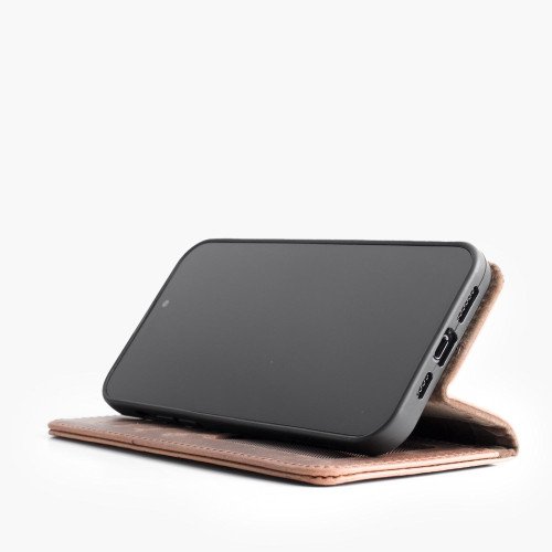 iPhone 11 telefoonhoesje - Echt Leer - Book Case - Hoesje met Kaarthouder - Lichtbruin