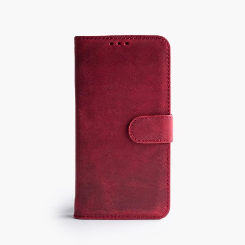 Samsung S20 Plus telefoonhoesje - Echt Leer - Book Case - Hoesje met Kaarthouder - Rood