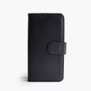 iPhone 12 Pro Max telefoonhoesje - Echt Leer - Book Case - Hoesje met Kaarthouder - Zwart