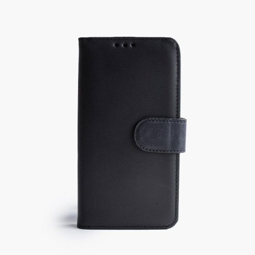 Samsung S22 Plus telefoonhoesje - Echt Leer - Book Case - Hoesje met Kaarthouder - Zwart