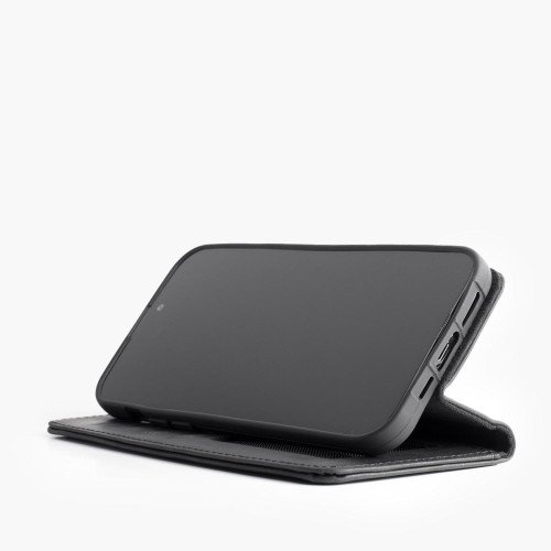 iPhone 11 Pro Max telefoonhoesje - Echt Leer - Book Case - Hoesje met Kaarthouder - Zwart